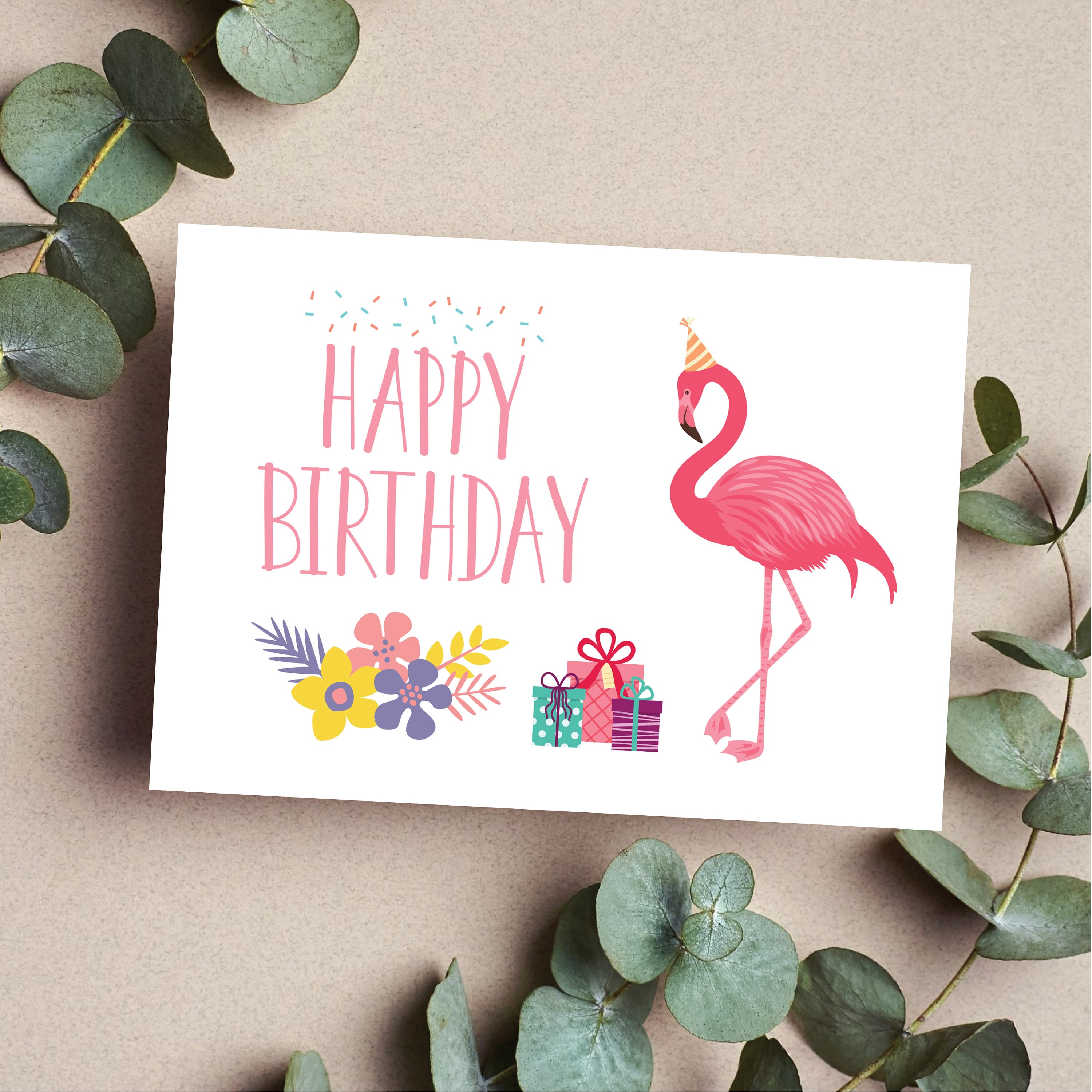Flamingo Birthday Card for Kids,fink Flamingo Card for Girl,flamingo ...