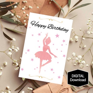 Ballerina Mädchen Geburtstagskarte,Birthday for Daughter,Ballerina Little Girl,Geburtstagskarte für Mädchen,PRINTABLE Birthday Card,DIGITAL DOWNLOAD