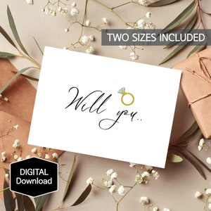 Will You Card, Proposal Card,Wedding Ring Card,Engagement Card,Marry Me Card,Anniversary Card,Engagement Ring Card,PRINTABLE Card