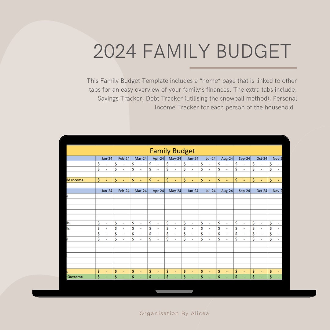 Budget familial mensuel 2024 Entièrement personnalisable -  France