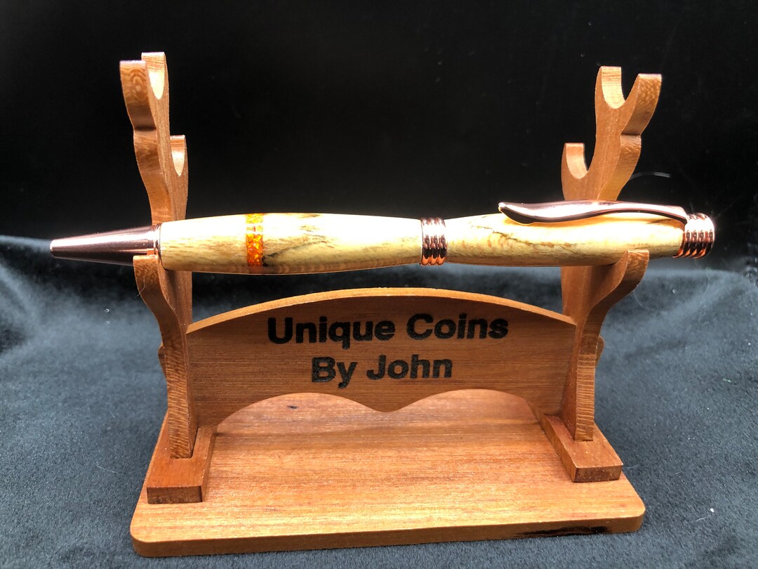 Wood Pen Handmade, Wood Pen With Opal Inlay, Wooden Pen With Stones