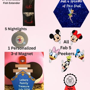 Disney Cruise Gift Bundle – Vinyl Fish Extender, Personalized Nightlights, Magnets, 3D Ship & Pixie Dust Stickers