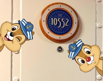Imanes para puerta con ardilla náutica – Imanes de crucero con dibujos de marineros – Decoración divertida para la puerta del camarote de crucero – Se venden por unidad o en juego de 2
