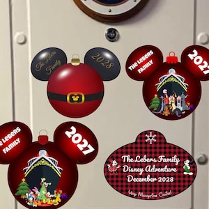 Personalized Disney Cruise Christmas Door Magnet | Mickey Ornament | Santa Belt | Villains | Porthole | Cruise Holiday Decor