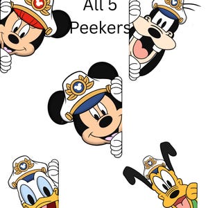 Disney Cruise Door Captain Magnets – Mickey, Minnie, Pluto, Goofy, Donald, Daisy – 6.5x5 Stateroom Door Decor