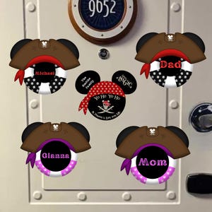 Pirate Life Ring Disney Cruise Magnets | Personalized Mickey & Minnie Pirate Door Décor | Stateroom Cruise Family Gift
