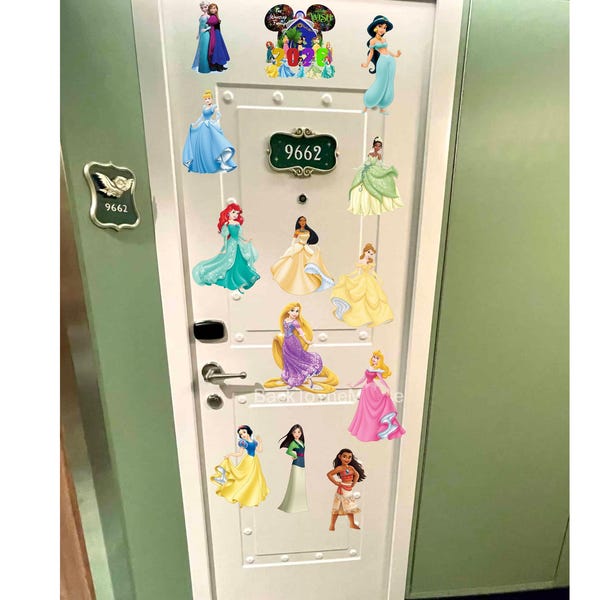 Ímãs de porta inspirados em princesas para cruzeiros | Conjunto de ímãs de princesas de contos de fadas | Ímã para cruzeiro 2026 | Decoração para porta de cabine | Enfeites para porta de cruzeiro