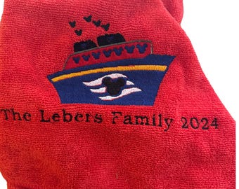 Personalized embroidered Disney Cruise Towel for Fish extender pixie dust or gift
