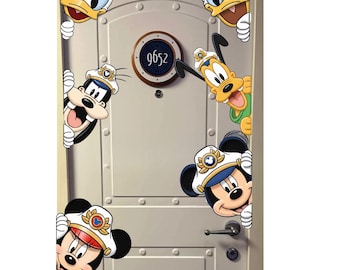 Disney Cruise Door Captain Magnets – Mickey, Minnie, Pluto, Goofy, Donald, Daisy – 6.5x8 Stateroom Door Decor