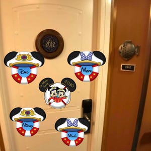 Disney Cruise Family Door Magnets | Captain Mickey & Minnie Life Rings | Personalized Cruise Door Décor | 6.5”