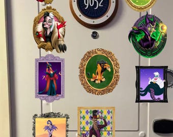 Disney Villain Door Magnet | Choose Your Villain or Set of 5 | Evil Queen, Maleficent, Ursula, Hook, Scar,  Cruella, Yzma, Dr.F, Jafar