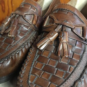Vtg Giorgio Brutini Mens Woven Leather Loafers Black Burgundy 9D Academia Dandy Mens Giorgio Brutini Loafers - Etsy main image 2