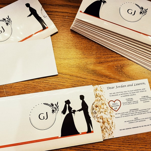 Personalised Wedding cards invitations invites quality sliding Handmade Custom