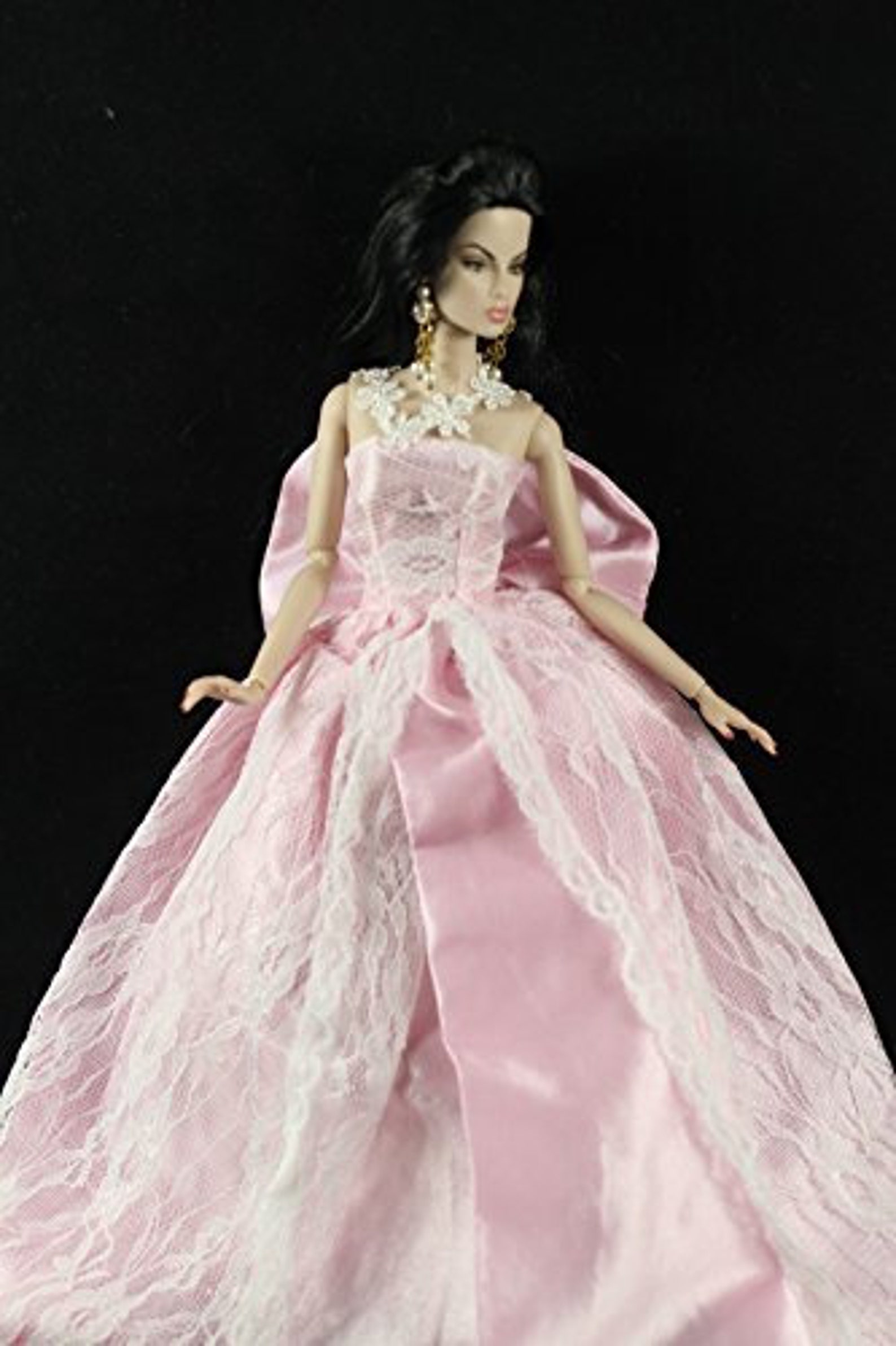 Pink and Blue Ball Gown With Long Train and White Lace Made to - Etsy