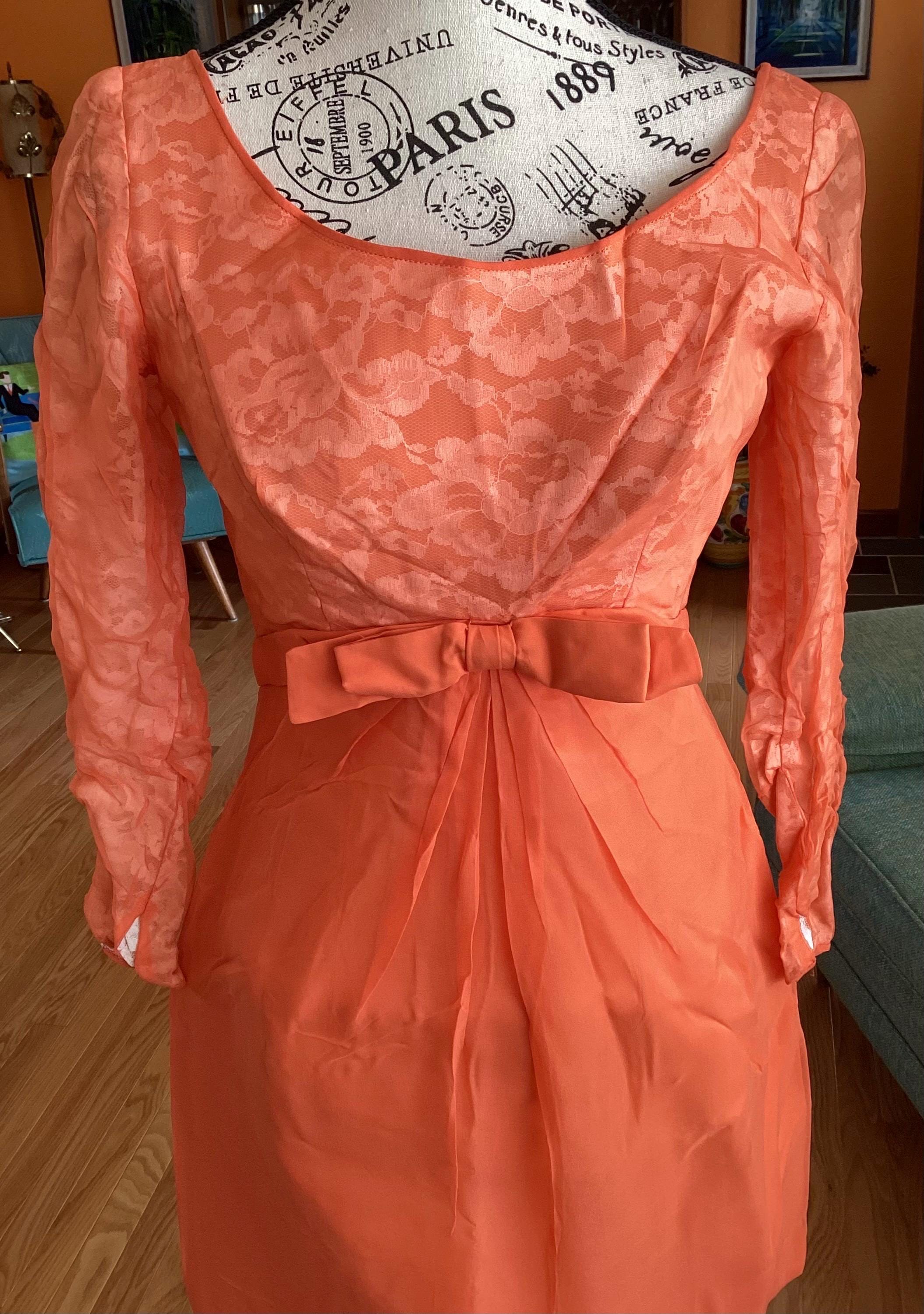 chinese dress ladies Maura Long Sleeve Lace-Up Back Dress Floral Orange main image 0