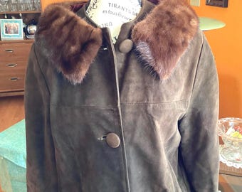 Mod Vintage 1960's SUEDE Coat With MINK Collar / Size 6-8 - Etsy