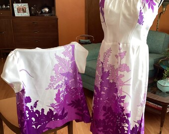 Vintage 1970s Waltah Clarke Hawaiian Dress AND Jacket Set
