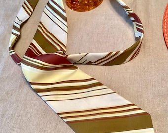 Cravatta vintage fine anni '60 inizio anni '70 - Giallo Verde Marrone
