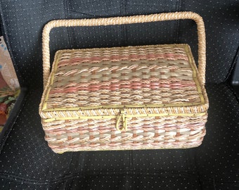 Vintage woven sewing basket