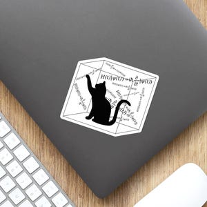 Schrödinger equation, cat in box, Schrodingers cat sticker, quantum mechanics, physics, experiment, alive animal, dead, science, nerd, geek