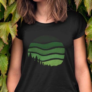 Forest horizon shirt - retro nature landscape T-shirt, minimalist mountain and trees, outdoors graphic tee, adventure gift, camping clothes