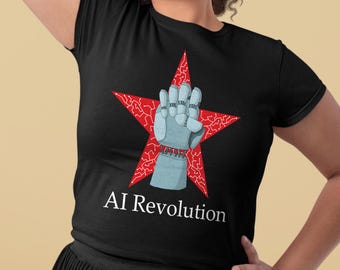 KI Revolution Shirt mit Roboter Faust - Humor Tee mit künstlicher Intelligenz - Automatik Satire Grafik für Tech und Sci-Fi Fans