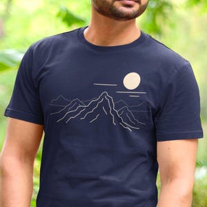Mountain lines T-shirt - minimal mountain landscape tee, nature horizon shirt for hikers, outdoor adventure, inspiring minimalistic shirt