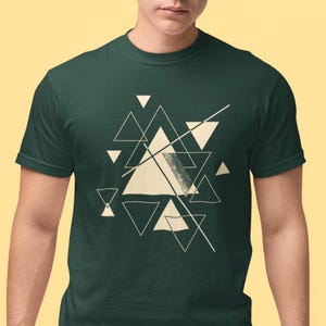 Geometric triangle pattern T-shirt - minimalist abstract lines graphic tee - modern style shirt, inspiring minimalistic shirt, art graphic