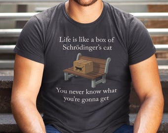 Schrödinger's cat parody shirt - quantum physics joke with pop culture twist - science humor tee for nerds, cat fans and movie lovers