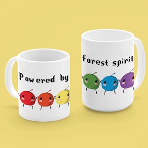 Tazza con spiriti della foresta - Tazza da gioco colorata e carina - Tazza da caffè pixel art con aiutanti magici - Regalo kawaii con creature della foresta per giocatori