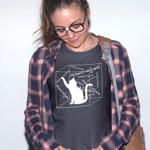 Schrödinger's cat in a box shirt - funny quantum physics tee with equation - science geek design, nerdy t-shirt for physicists and students