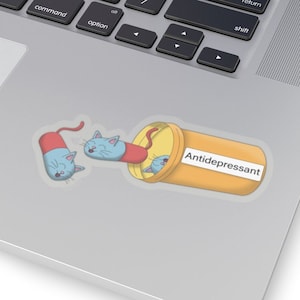 Antidepressant cat sticker, happy pills, cute animal, serotonin booster, kitten, recovery, therapy, health, for cat lovers, medicine, owner