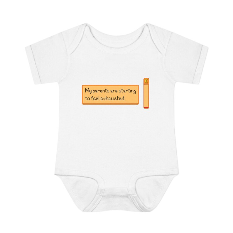 My parents are starting to feel exhausted baby bodysuit - funny pixel art infant onesie - cozy gamer outfit for baby shower or newborns White