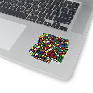 Rubiks cube sticker, Kiss-Cut, cubing fan, speed cube, solution, logic game, puzzle master, rotating toy, analytical thinking, multicolor