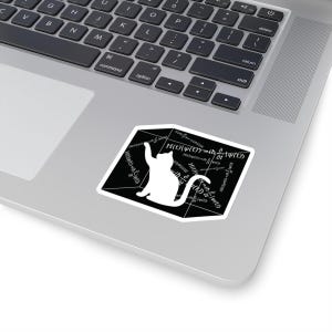 Schrödinger equation, cat in box, Schrodingers cat sticker, quantum mechanics, physics, experiment, alive animal, dead, science, nerd, geek