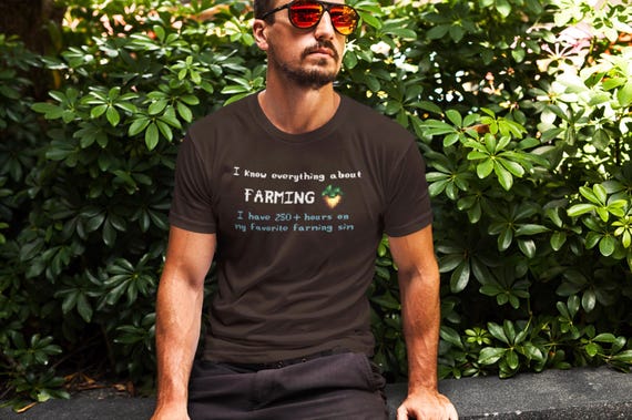I know everything about farming shirt - funny pixel art cozy game tee for farming simulation fans, retro gamer top, virtual farmer humor