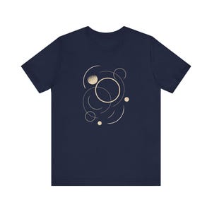 Circles in motion T-shirt - minimal geometric shirt - abstract line art - modern graphic tee, inspiring minimalistic shirt, art graphic Navy