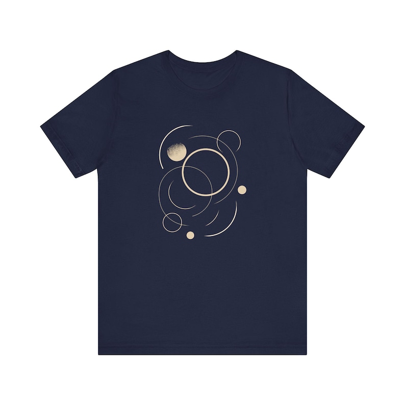 Circles in motion T-shirt - minimal geometric shirt - abstract line art - modern graphic tee, inspiring minimalistic shirt, art graphic Navy