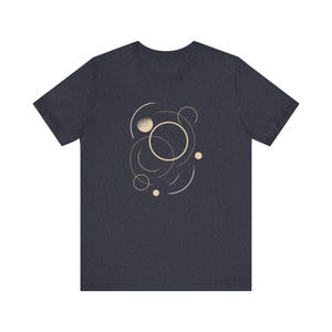 Circles in motion T-shirt - minimal geometric shirt - abstract line art - modern graphic tee, inspiring minimalistic shirt, art graphic Heather Navy
