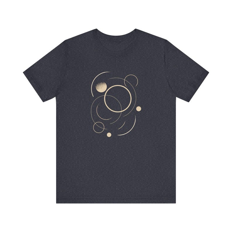 Circles in motion T-shirt - minimal geometric shirt - abstract line art - modern graphic tee, inspiring minimalistic shirt, art graphic Heather Navy