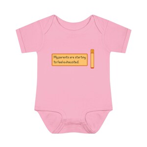 My parents are starting to feel exhausted baby bodysuit - funny pixel art infant onesie - cozy gamer outfit for baby shower or newborns Pink