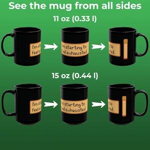 Taza "Empiezo a sentirme agotado" - divertida taza de café con pixel art para amantes de los juegos de mesa, fans de los simuladores de granja, jugadores retro y mañanas con poca energía. imagen 3