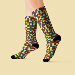 Rubik's cube socks - colorful geometric pattern for cubers - retro logic game design - speedcubing style - multicolor puzzle geek attire