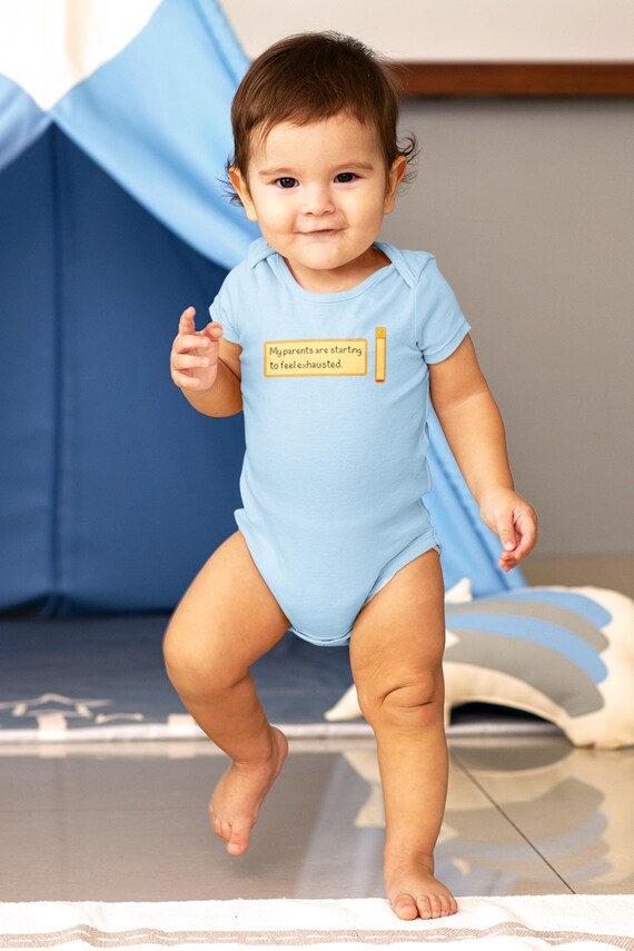 My parents are starting to feel exhausted baby bodysuit - funny pixel art infant onesie - cozy gamer outfit for baby shower or newborns