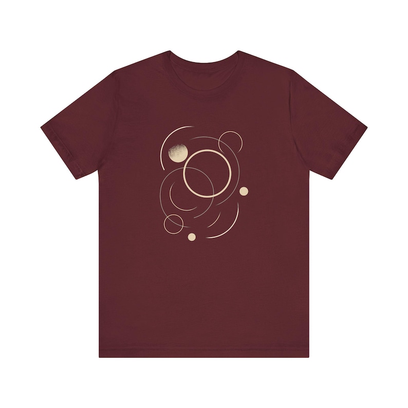 Circles in motion T-shirt - minimal geometric shirt - abstract line art - modern graphic tee, inspiring minimalistic shirt, art graphic Maroon