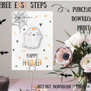 Halloween Card Printable, Halloween Card Digital, Instant Download, 7x5 ...