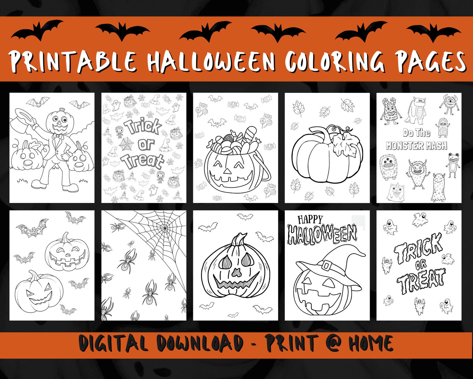 Printable Halloween Coloring Pages for Kids Preschool - Etsy