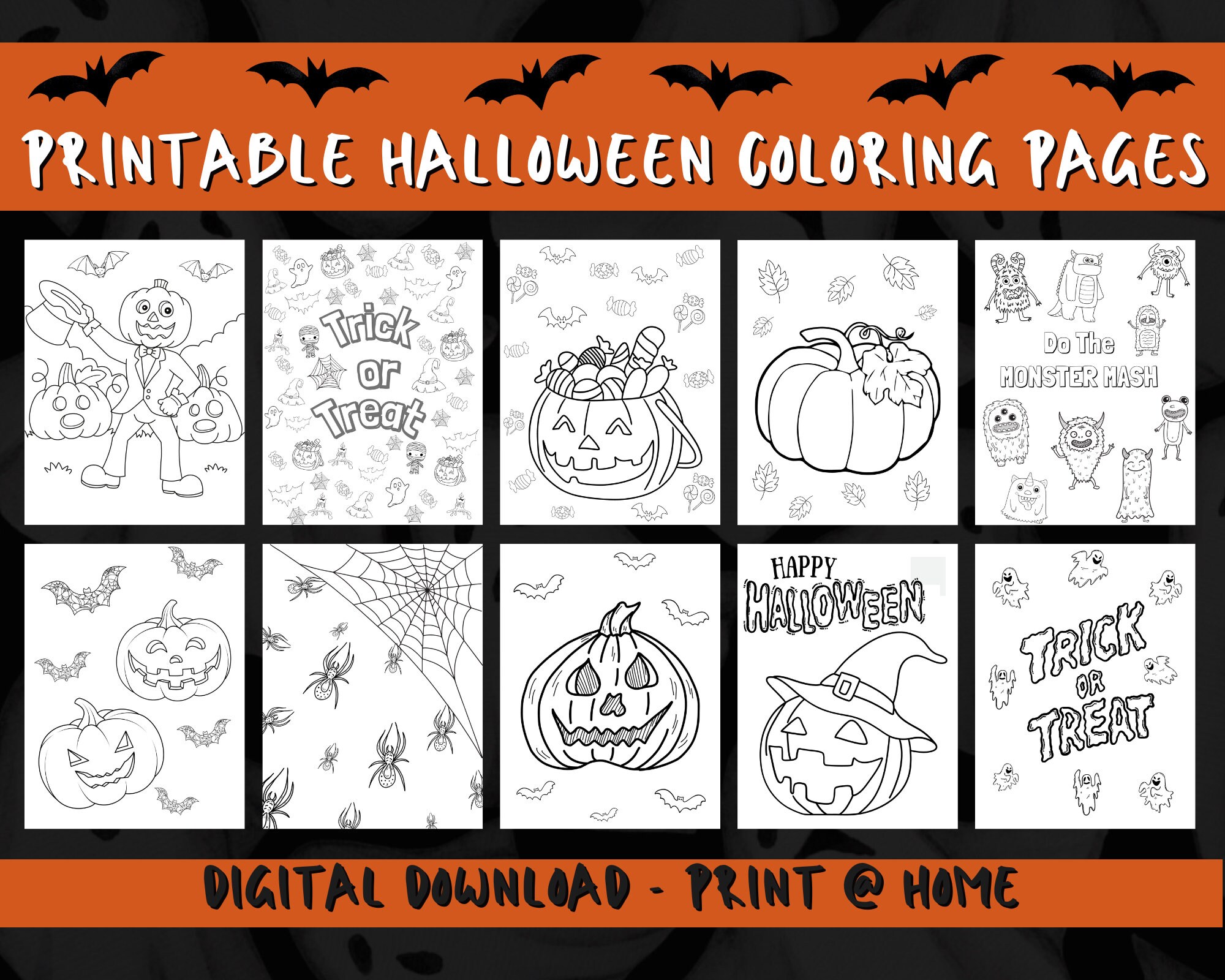 Printable Halloween Coloring Pages for Kids Preschool - Etsy
