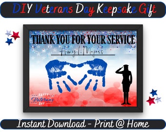Veterans Day DIY Craft, Veterans Day Gift, Thank You For Your Service, Military Veteran, Navy, Army, Thank You Craft, Memorial Keepsake, Kid