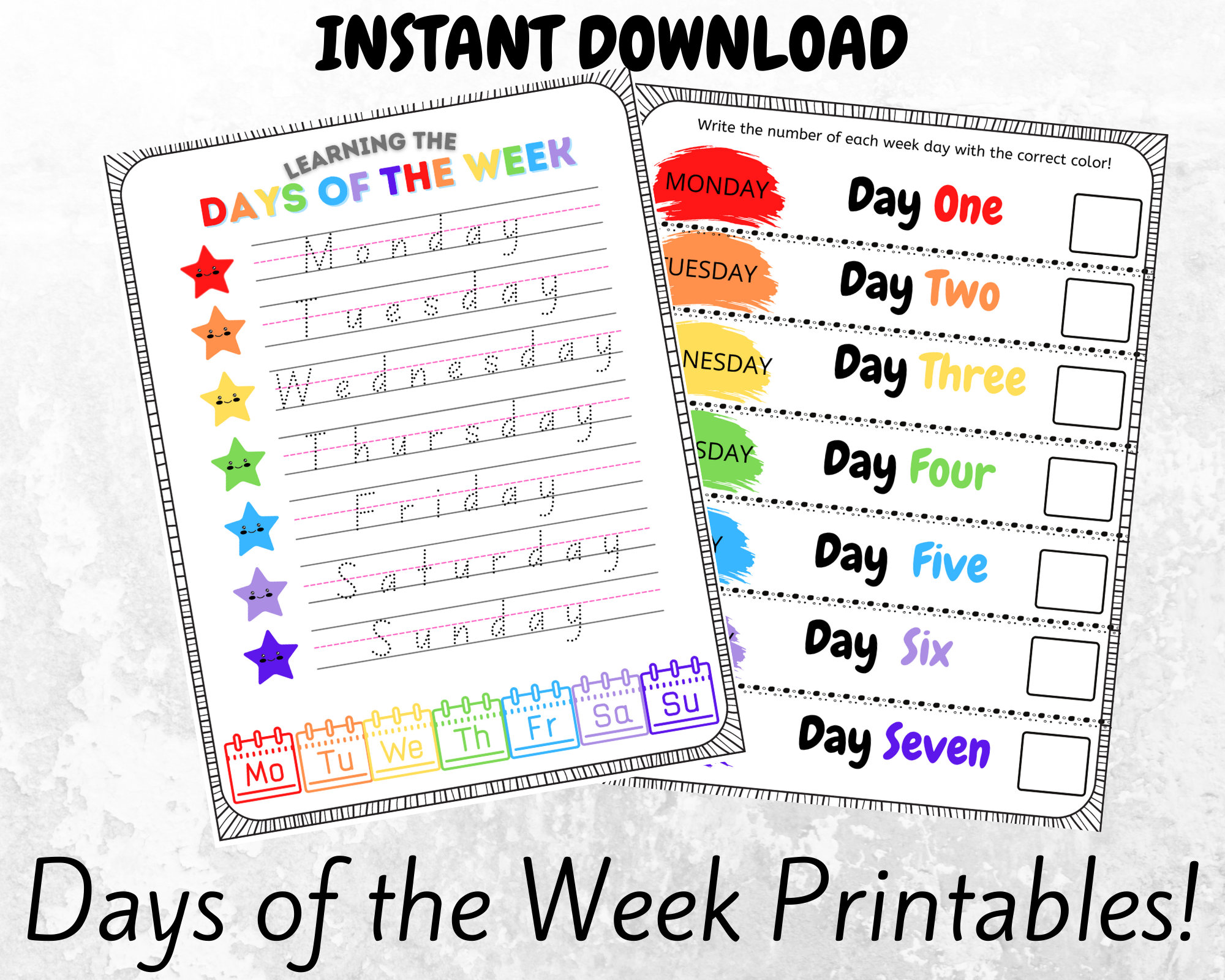 days of the week printables for preschoolers